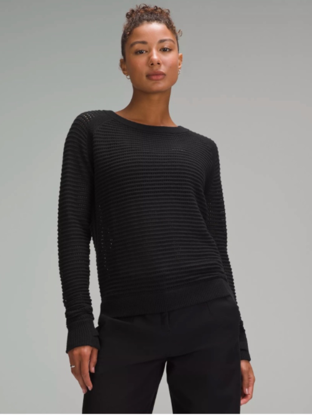 Lululemon Size XS Devi Crew Pointelle Knit Cotton Sweater